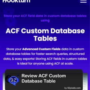 Hookturn ACF Custom Database Tables Review